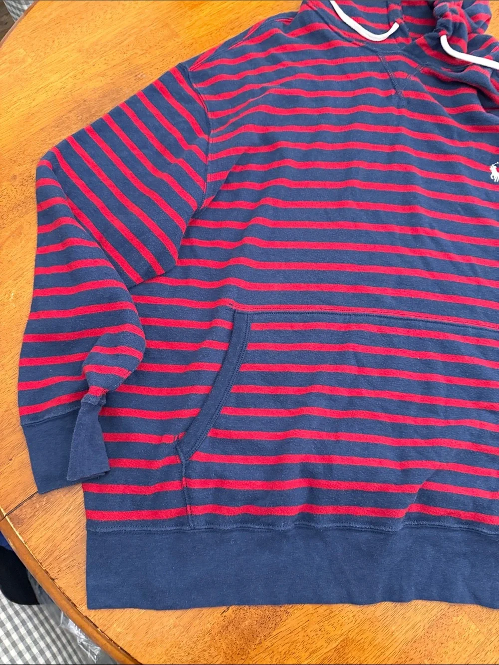 Polo by Ralph Lauren Red & Navy Striped Hooded Sweatshirt xxl